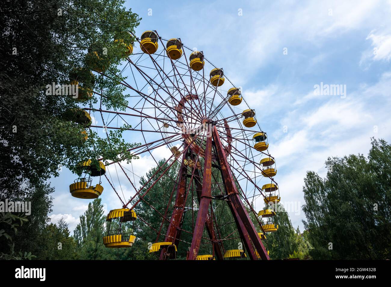 Riesenrad im verlassenen Vergnügungspark - Pripyat, Tschernobyl-Ausschlusszone, Ukraine Stockfoto