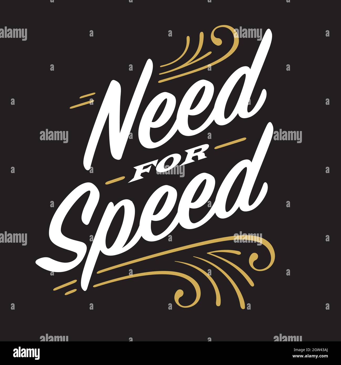 Need for Speed Custom Hotrod-Schriftzug. Vektor-Illustration Fancy, verzierter Retro-Stil Skript-Schriftzug mit Nadelstreifen Swashes und Ornamente. Stock Vektor