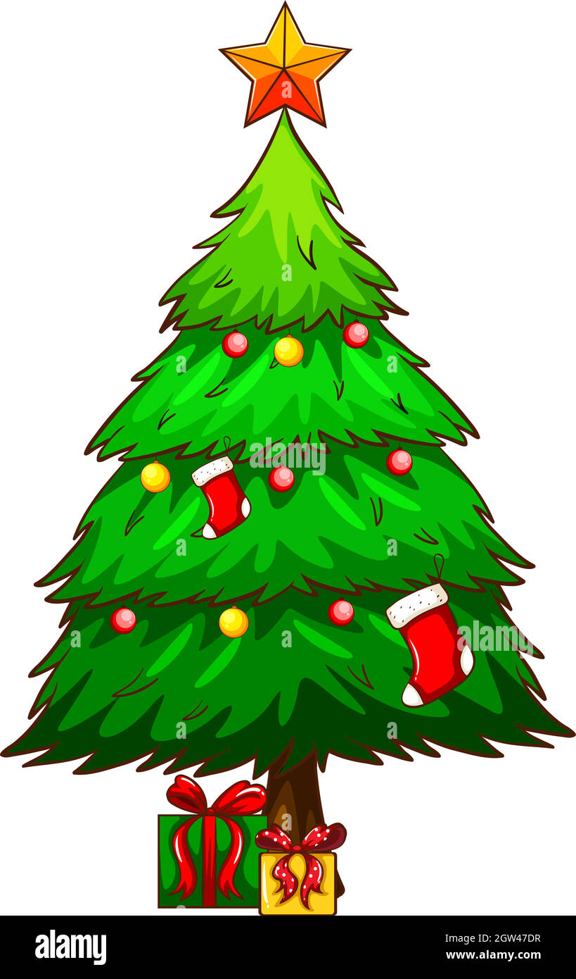 Eine einfache Skizze eines weihnachtsbaums Stock Vektor