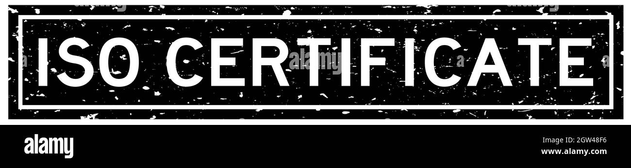 Grunge schwarz ISO-Zertifikat Wort quadratische Gummidichtung Stempel auf weißem Hintergrund Stock Vektor