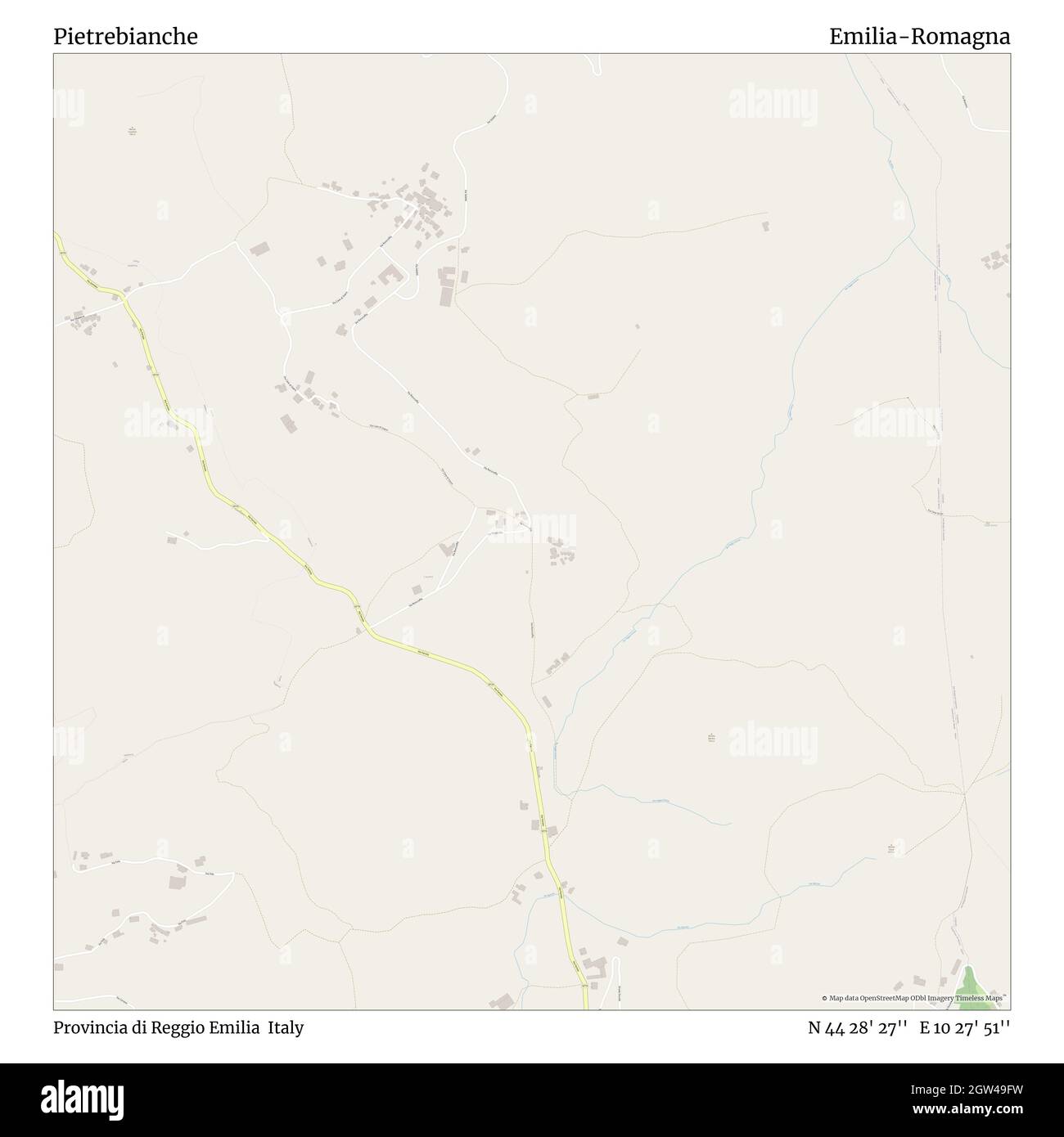 Pietrebianche, Provincia di Reggio Emilia, Italien, Emilia-Romagna, N 44 28' 27'', E 10 27' 51'', map, Timeless Map veröffentlicht im Jahr 2021. Reisende, Entdecker und Abenteurer wie Florence Nightingale, David Livingstone, Ernest Shackleton, Lewis and Clark und Sherlock Holmes haben sich bei der Planung von Reisen zu den entlegensten Ecken der Welt auf Karten verlassen.Timeless Maps kartiert die meisten Orte auf der Welt und zeigt die Verwirklichung großer Träume Stockfoto