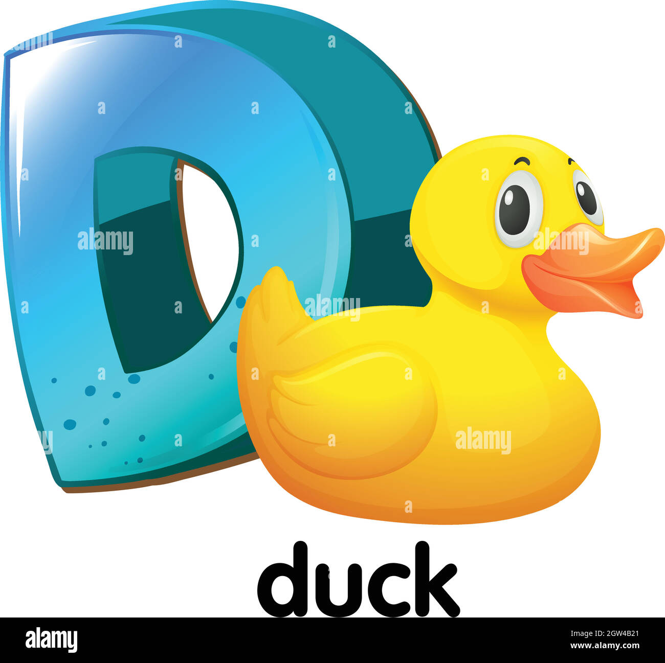 Ein Buchstabe D für Ente Stock Vektor