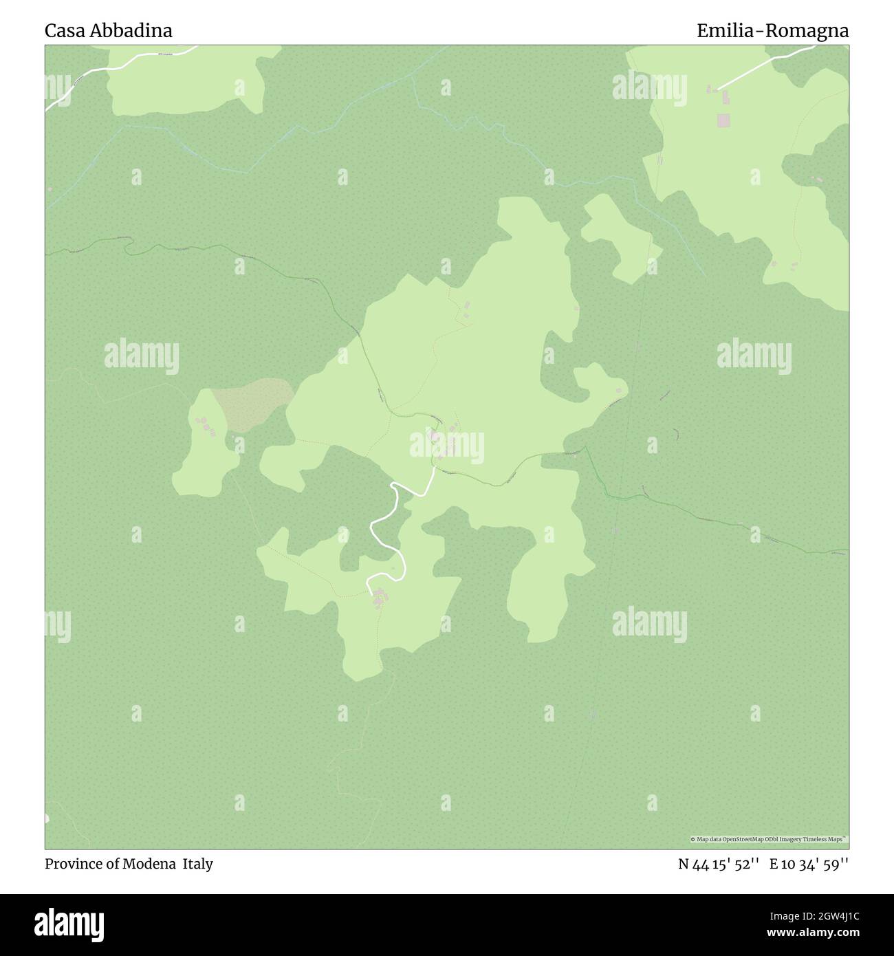 Casa Abbadina, Provinz Modena, Italien, Emilia-Romagna, N 44 15' 52'', E 10 34' 59'', map, Timeless Map veröffentlicht im Jahr 2021. Reisende, Entdecker und Abenteurer wie Florence Nightingale, David Livingstone, Ernest Shackleton, Lewis and Clark und Sherlock Holmes haben sich bei der Planung von Reisen zu den entlegensten Ecken der Welt auf Karten verlassen.Timeless Maps kartiert die meisten Orte auf der Welt und zeigt die Verwirklichung großer Träume Stockfoto