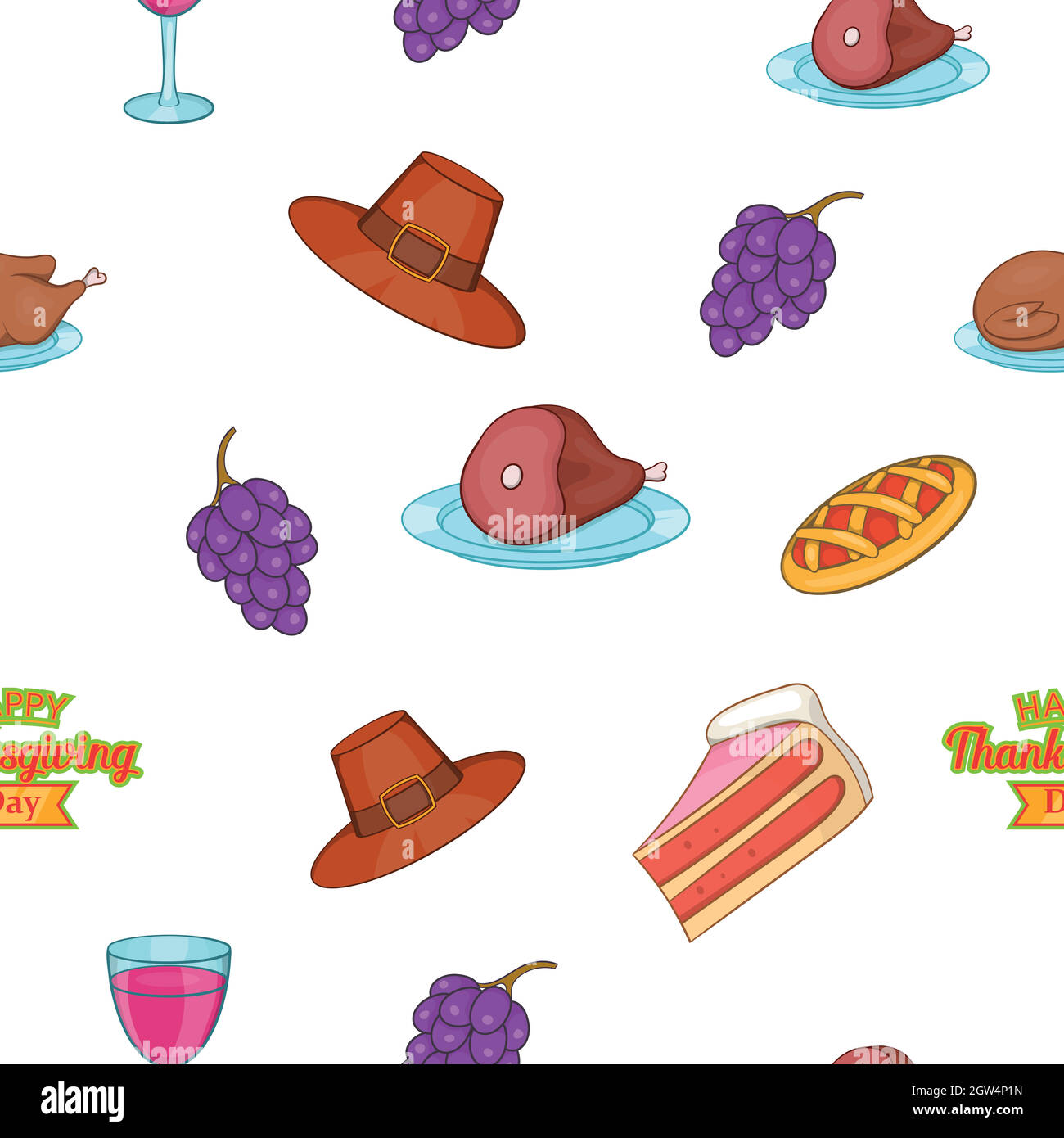 Thanksgiving-Tag-Muster, Cartoon-Stil Stock Vektor