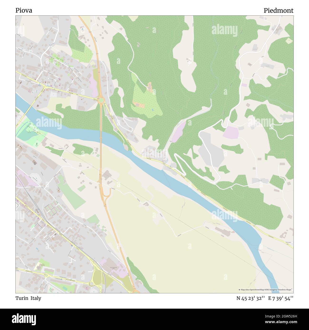 Piova, Turin, Italien, Piemont, N 45 23' 32'', E 7 39' 54'', Karte, Timeless Map veröffentlicht im Jahr 2021. Reisende, Entdecker und Abenteurer wie Florence Nightingale, David Livingstone, Ernest Shackleton, Lewis and Clark und Sherlock Holmes haben sich bei der Planung von Reisen zu den entlegensten Ecken der Welt auf Karten verlassen.Timeless Maps kartiert die meisten Orte auf der Welt und zeigt die Verwirklichung großer Träume Stockfoto