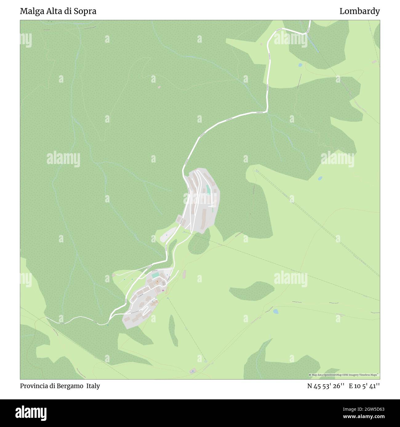 Malga Alta di Sopra, Provincia di Bergamo, Italien, Lombardei, N 45 53' 26'', E 10 5' 41'', map, Timeless Map veröffentlicht im Jahr 2021. Reisende, Entdecker und Abenteurer wie Florence Nightingale, David Livingstone, Ernest Shackleton, Lewis and Clark und Sherlock Holmes haben sich bei der Planung von Reisen zu den entlegensten Ecken der Welt auf Karten verlassen.Timeless Maps kartiert die meisten Orte auf der Welt und zeigt die Verwirklichung großer Träume Stockfoto