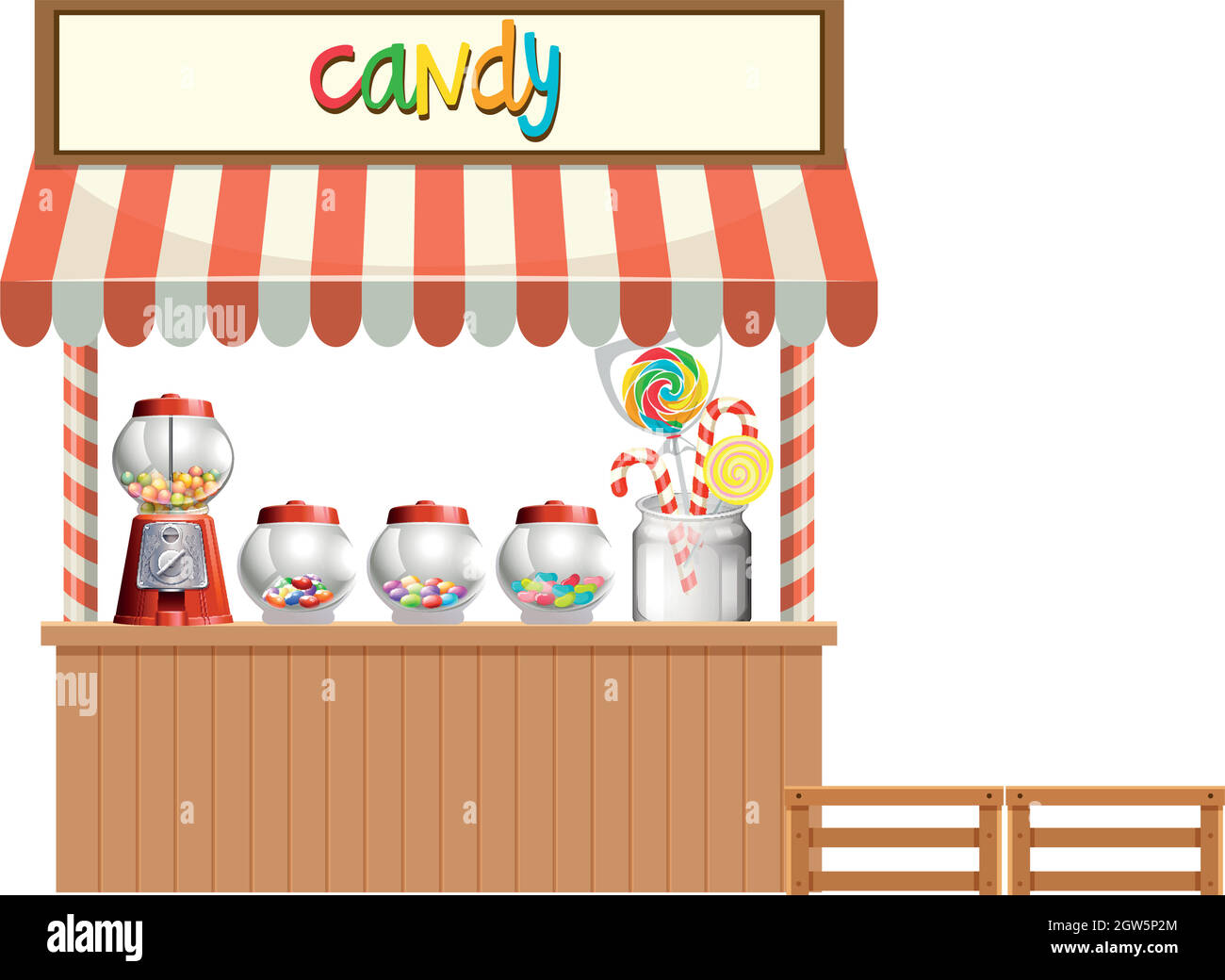 Candy Stall weiß Hintergrund Stock Vektor