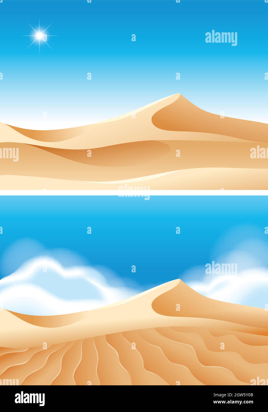 Wunderschöne Wüstenlandschaft zur Tageszeit Stock Vektor