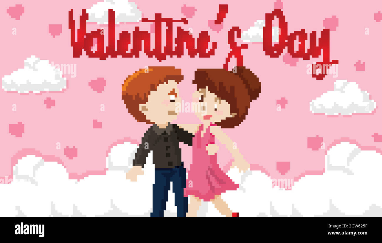 Valentine Thema mit Liebe Paar Stock Vektor