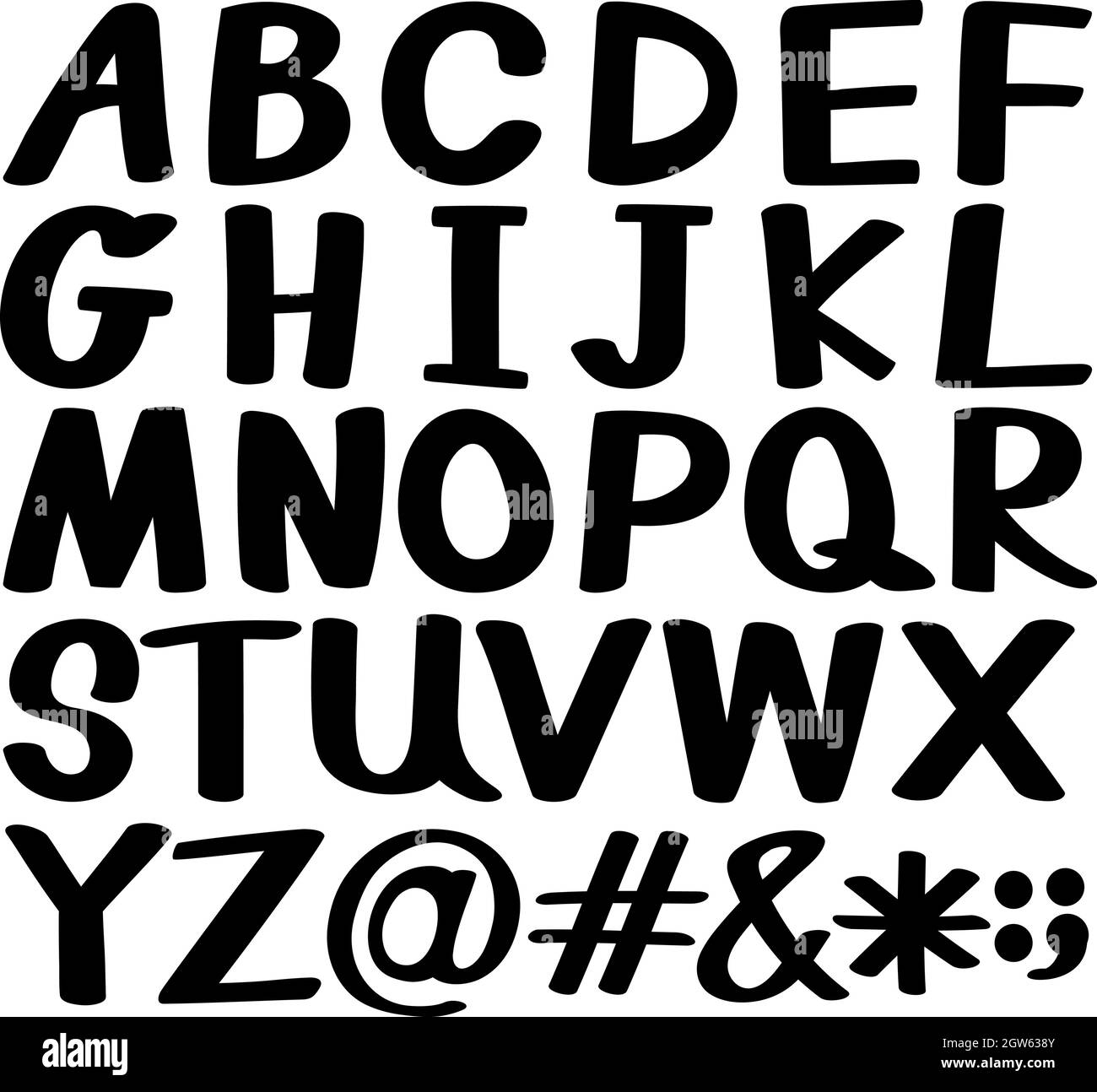 Buchstaben des Alphabets in schwarzer Farbe Stock Vektor