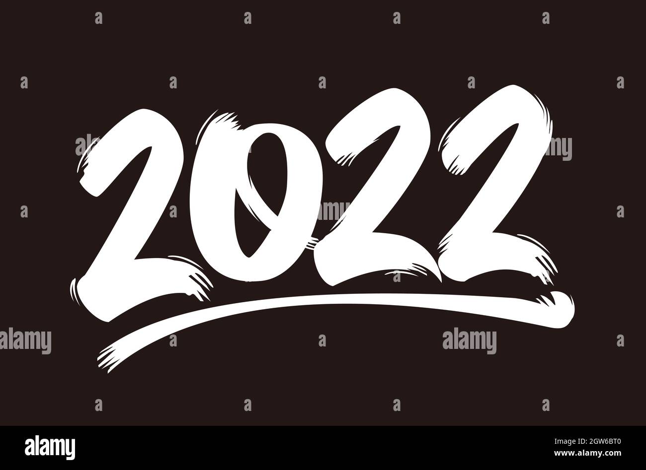 Pinselstrich-Textdarstellung für Grußkarte zum neuen Jahr 2022 Stock Vektor