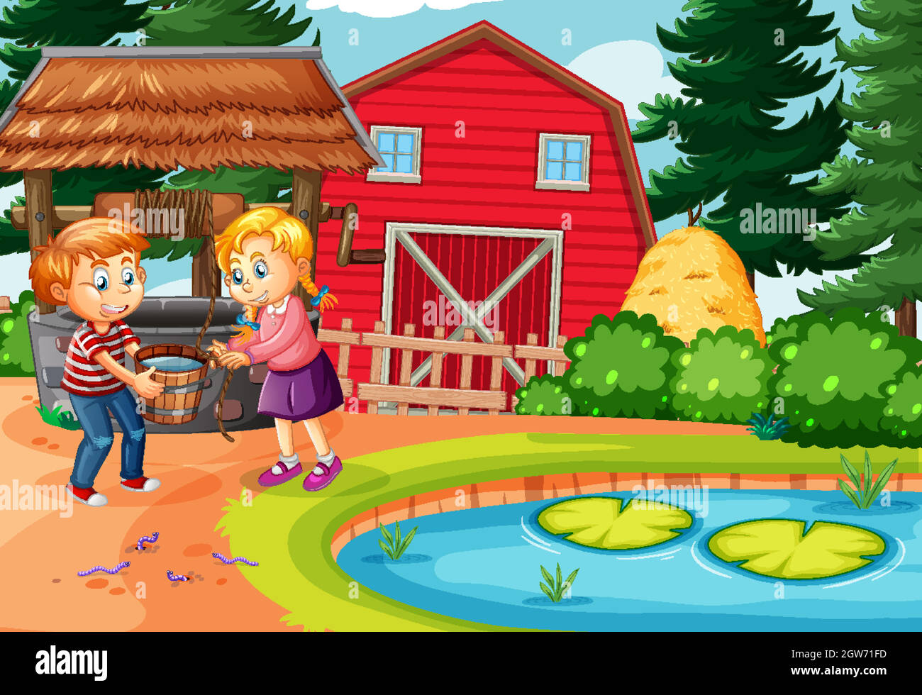 Ein Paar, das in ländlicher Umgebung lebt Stock Vektor