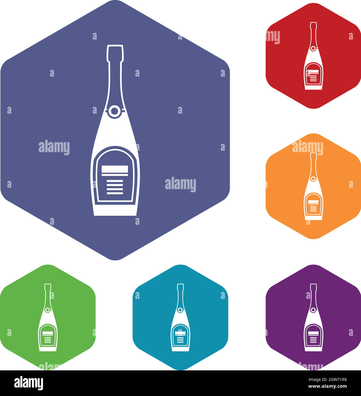 Flasche Champagner Icons set Stock Vektor