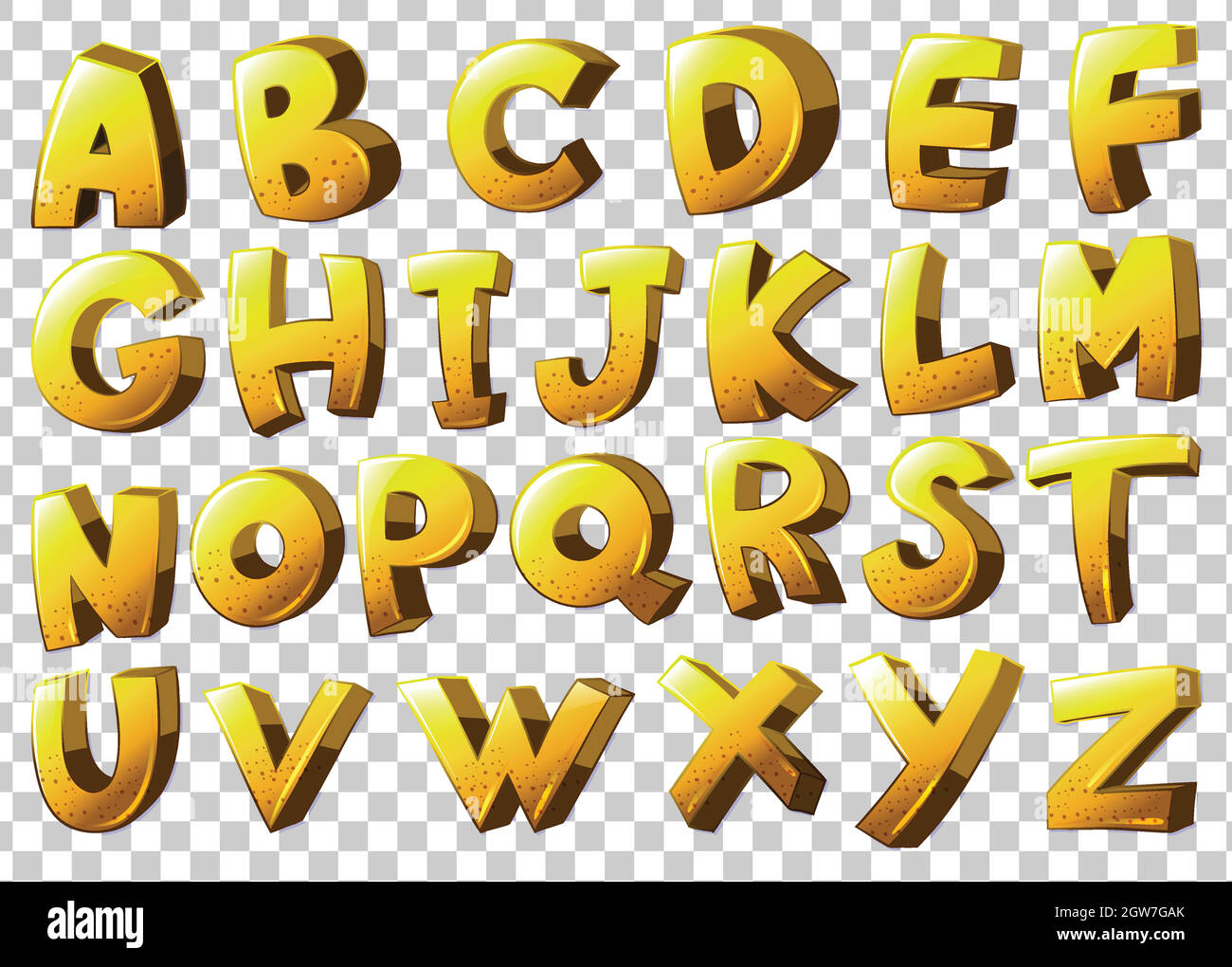Alphabete in gelber Farbe Stock Vektor