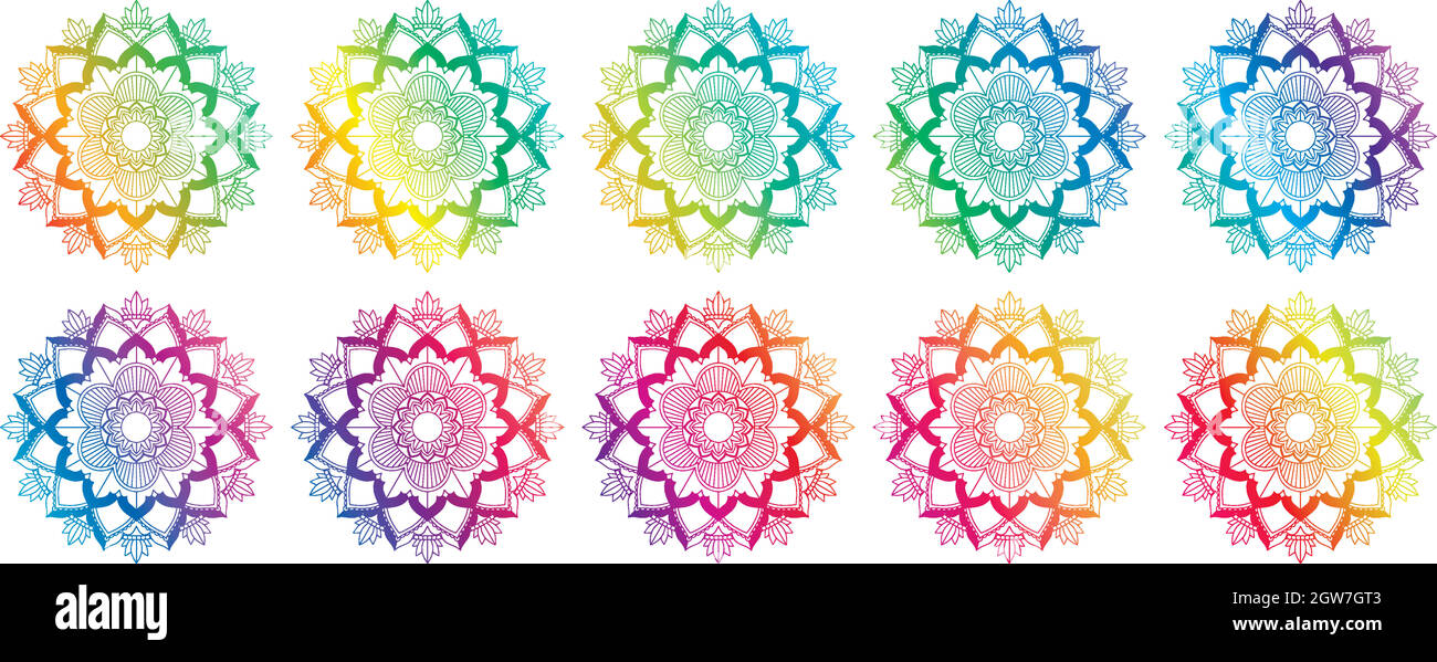 Mandala-Muster in Regenbogenfarbe Stock Vektor