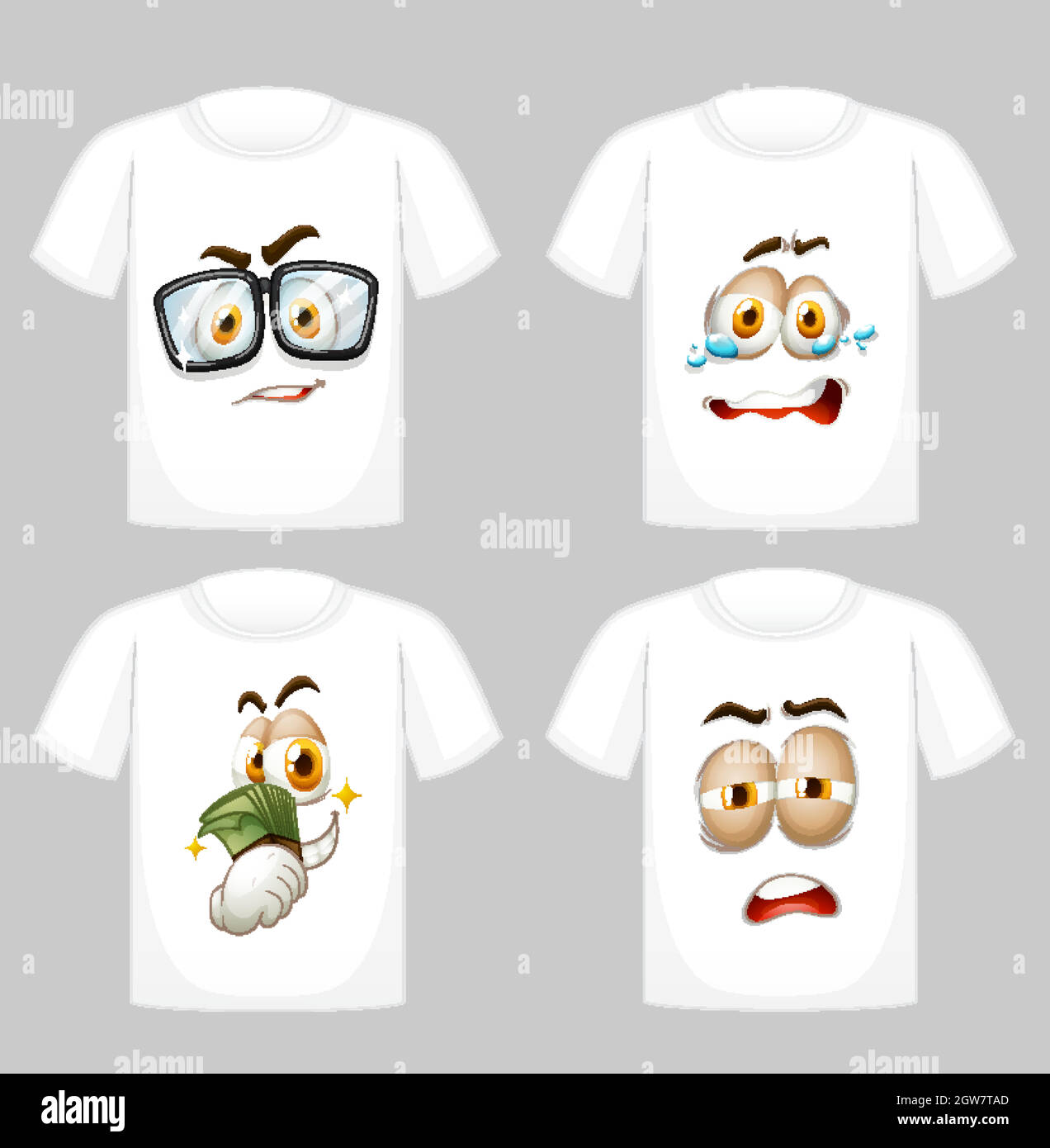 T-Shirt-Dessin mit Grafik vorne Stock Vektor