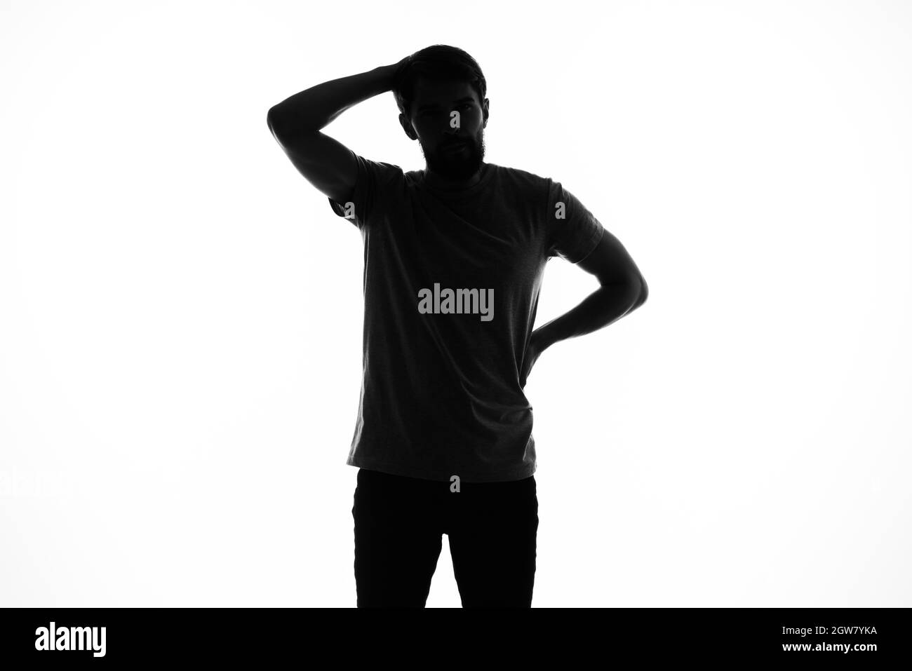 Silhouette Männer Studio posiert Anonymität Stockfoto