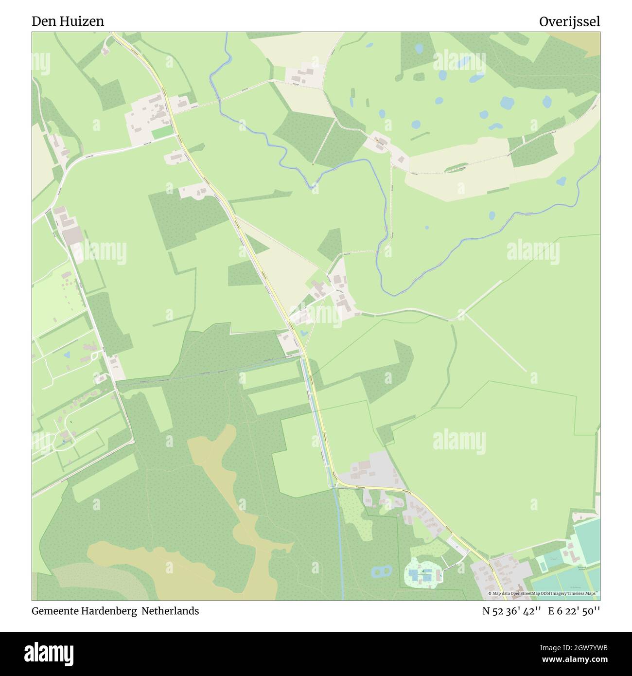 Den Huizen, Gemeente Hardenberg, Niederlande, Overijssel, N 52 36' 42'', E 6 22' 50'', map, Timeless Map veröffentlicht im Jahr 2021. Reisende, Entdecker und Abenteurer wie Florence Nightingale, David Livingstone, Ernest Shackleton, Lewis and Clark und Sherlock Holmes haben sich bei der Planung von Reisen zu den entlegensten Ecken der Welt auf Karten verlassen.Timeless Maps kartiert die meisten Orte auf der Welt und zeigt die Verwirklichung großer Träume Stockfoto