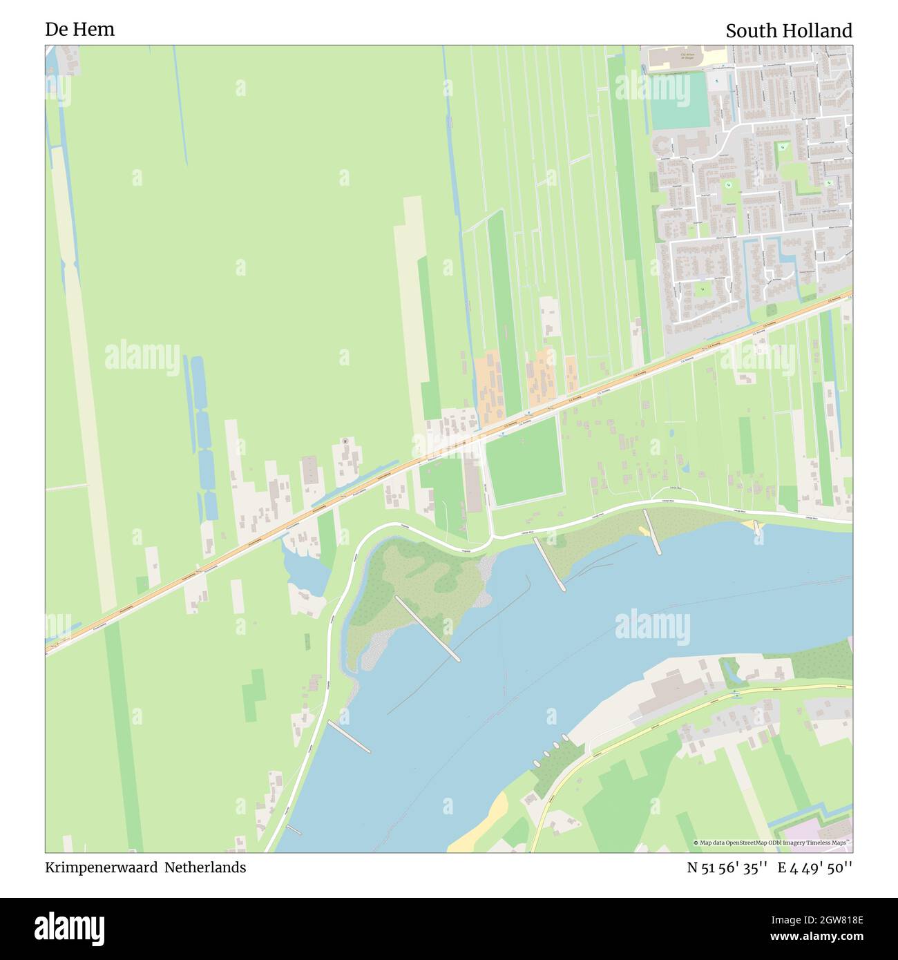 De Hem, Krimpenerwaard, Niederlande, Südholland, N 51 56' 35'', E 4 49' 50'', map, Timeless Map veröffentlicht im Jahr 2021. Reisende, Entdecker und Abenteurer wie Florence Nightingale, David Livingstone, Ernest Shackleton, Lewis and Clark und Sherlock Holmes haben sich bei der Planung von Reisen zu den entlegensten Ecken der Welt auf Karten verlassen.Timeless Maps kartiert die meisten Orte auf der Welt und zeigt die Verwirklichung großer Träume Stockfoto