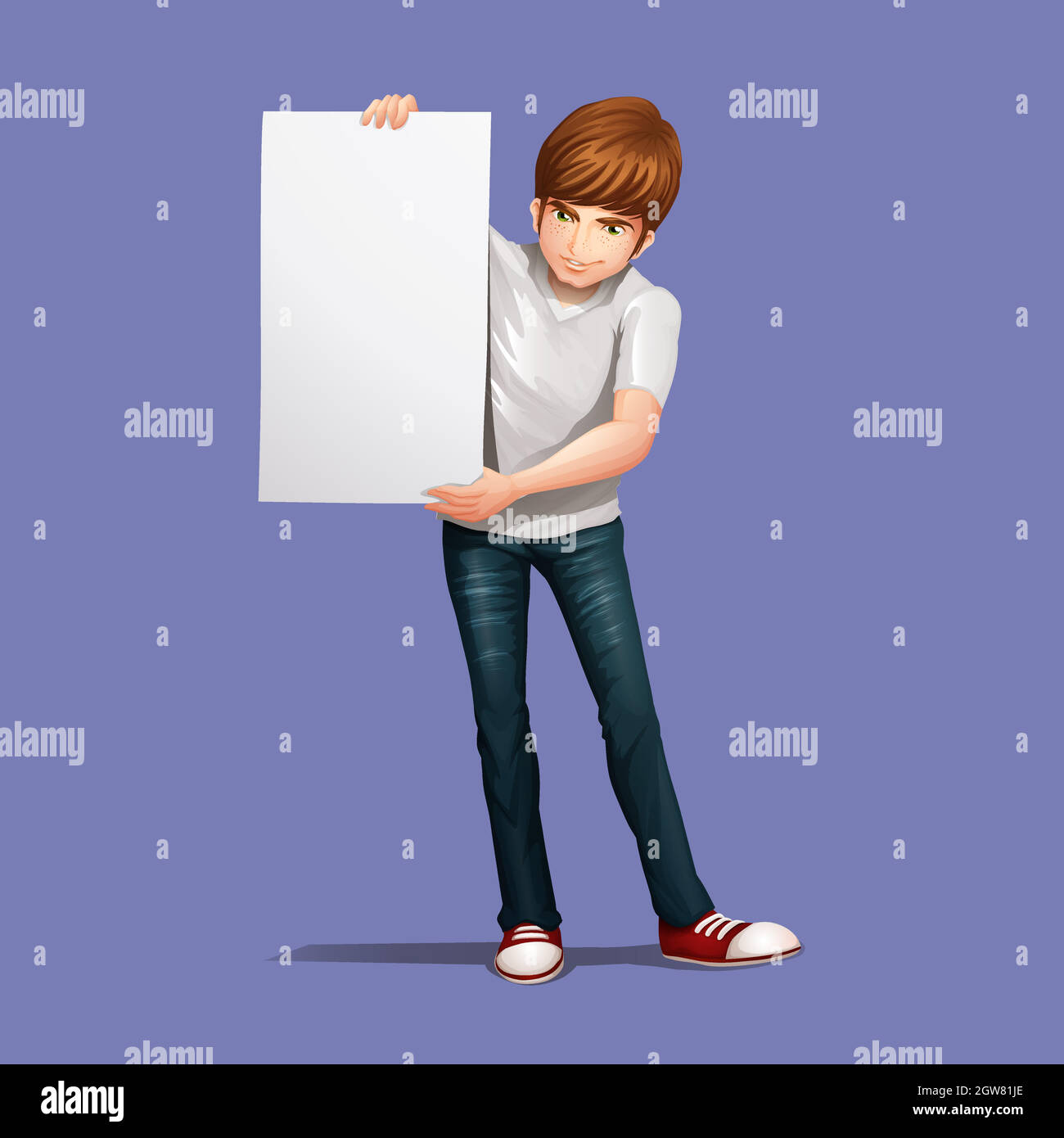 Mann mit leerem Banner Stock Vektor