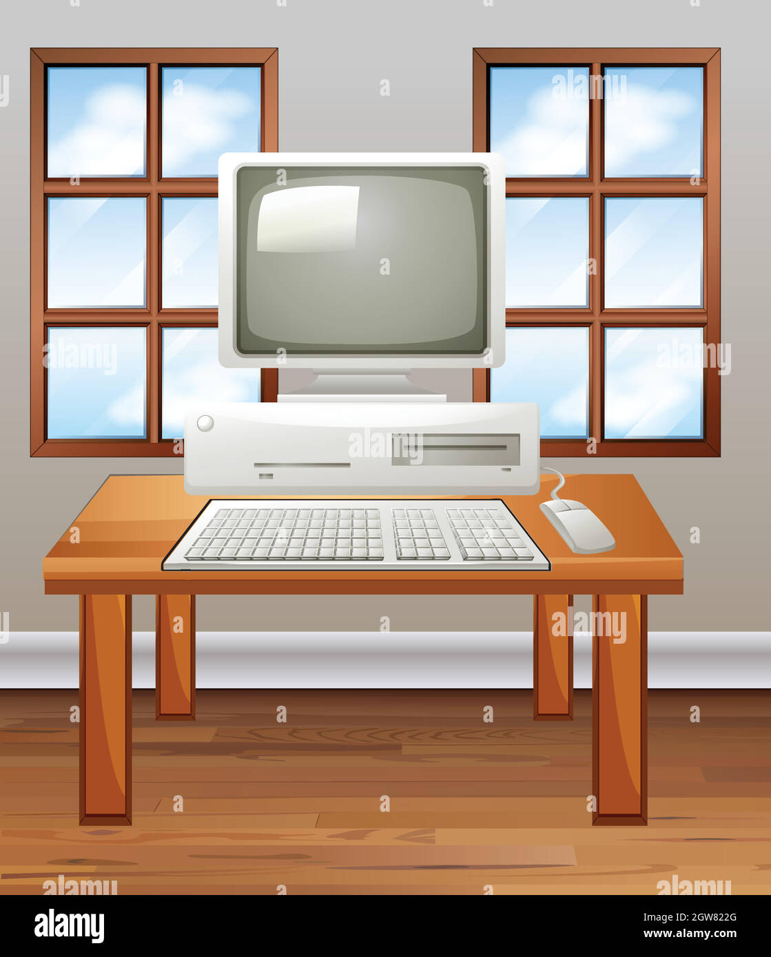Alter Computer im Zimmer Stock Vektor