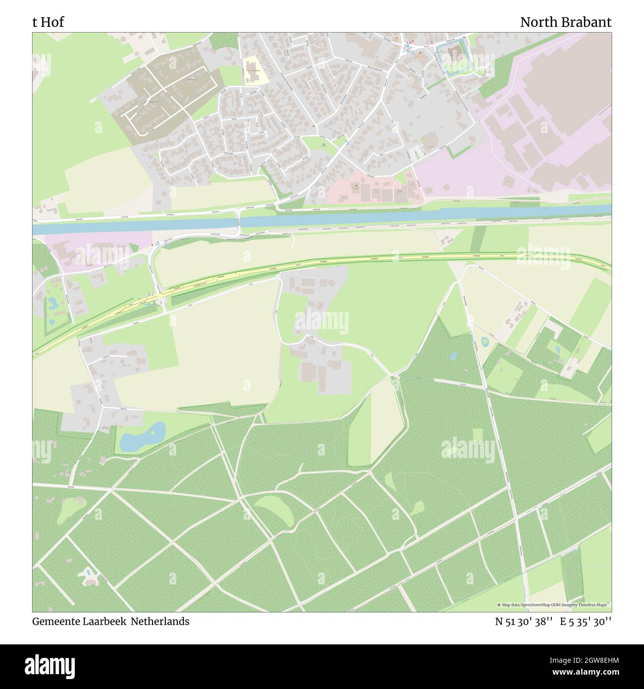 t Hof, Gemeente Laarbeek, Niederlande, Nordbrabant, N 51 30' 38'', E 5 35' 30'', map, Timeless Map veröffentlicht im Jahr 2021. Reisende, Entdecker und Abenteurer wie Florence Nightingale, David Livingstone, Ernest Shackleton, Lewis and Clark und Sherlock Holmes haben sich bei der Planung von Reisen zu den entlegensten Ecken der Welt auf Karten verlassen.Timeless Maps kartiert die meisten Orte auf der Welt und zeigt die Verwirklichung großer Träume Stockfoto