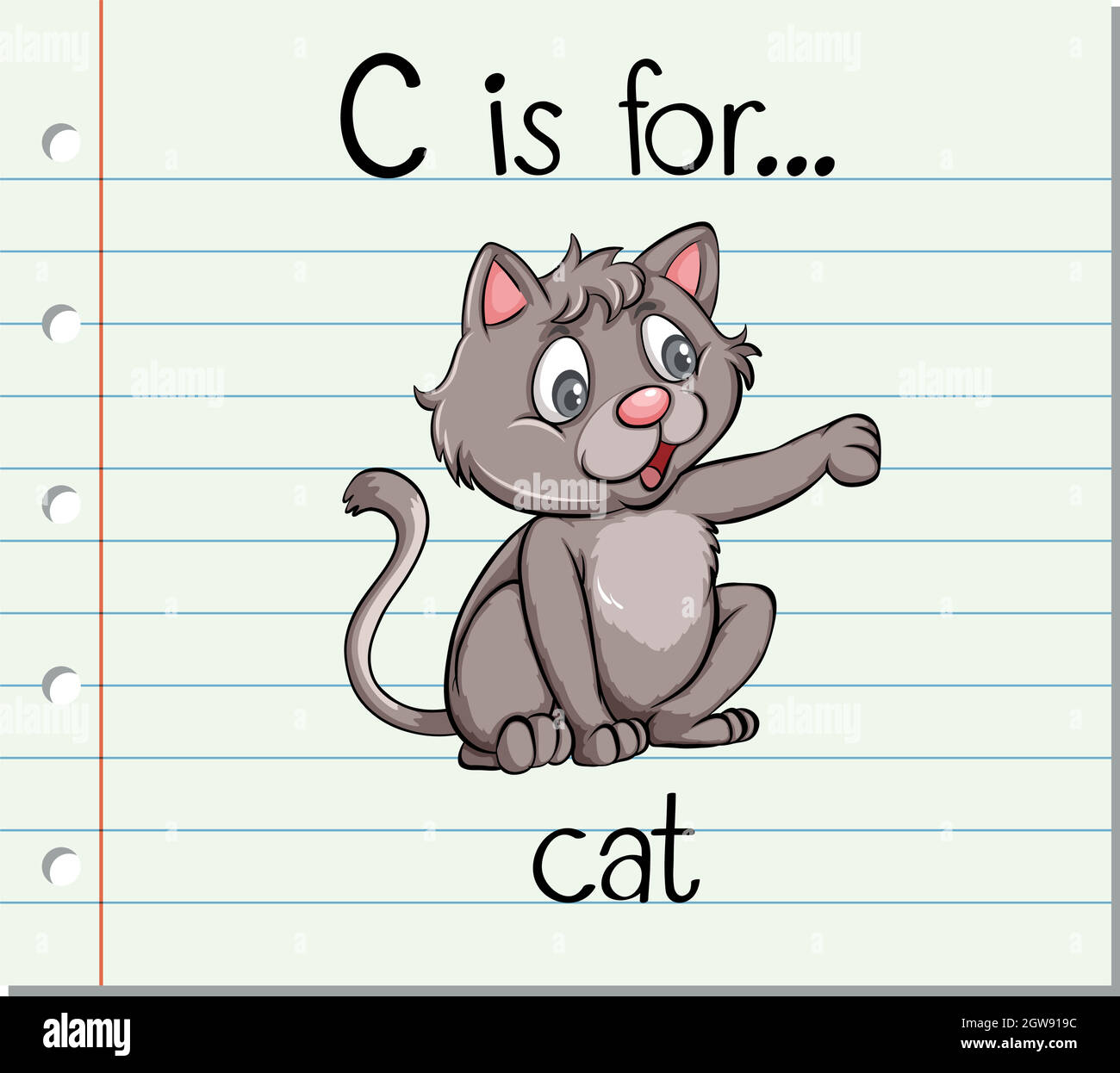 Der Buchstabe C der Flashcard ist für die Katze Stock Vektor