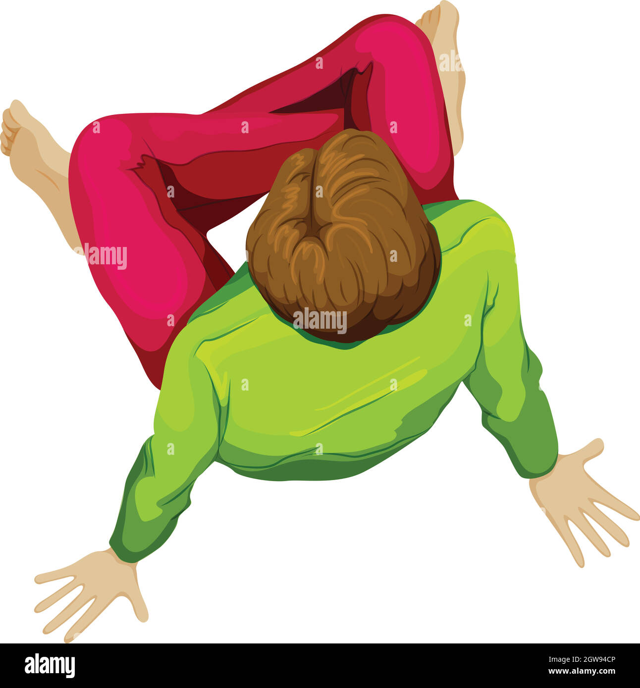 Ein blick von oben auf einen Mann, der sich hinsetzte Stock Vektor