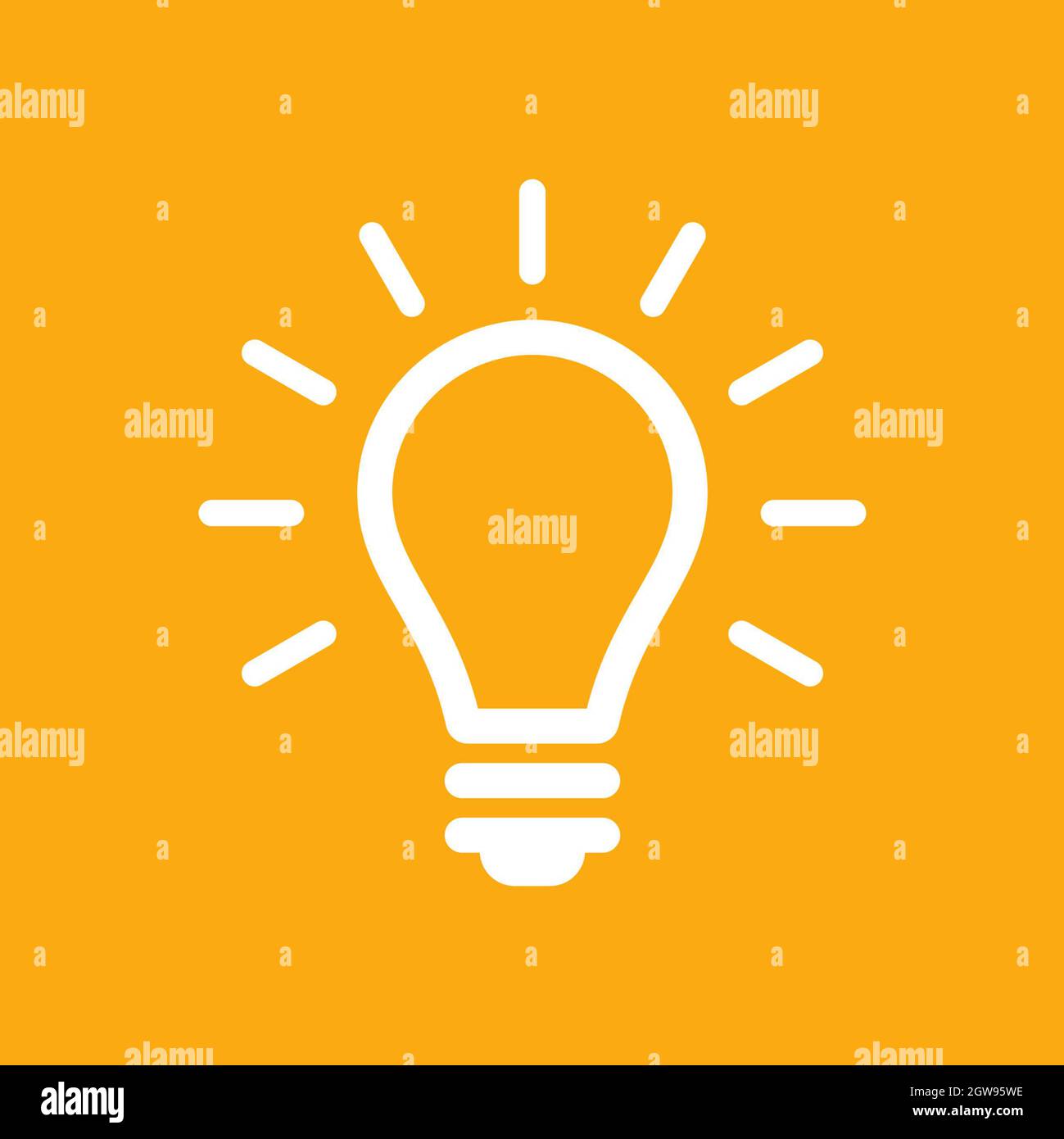 Die Glühbirne ist voll von Ideen und kreativem Denken, analytischem Denken für die Verarbeitung. Glühbirne Symbol Vektor. Ideen Symbol Illustration. Stockfoto