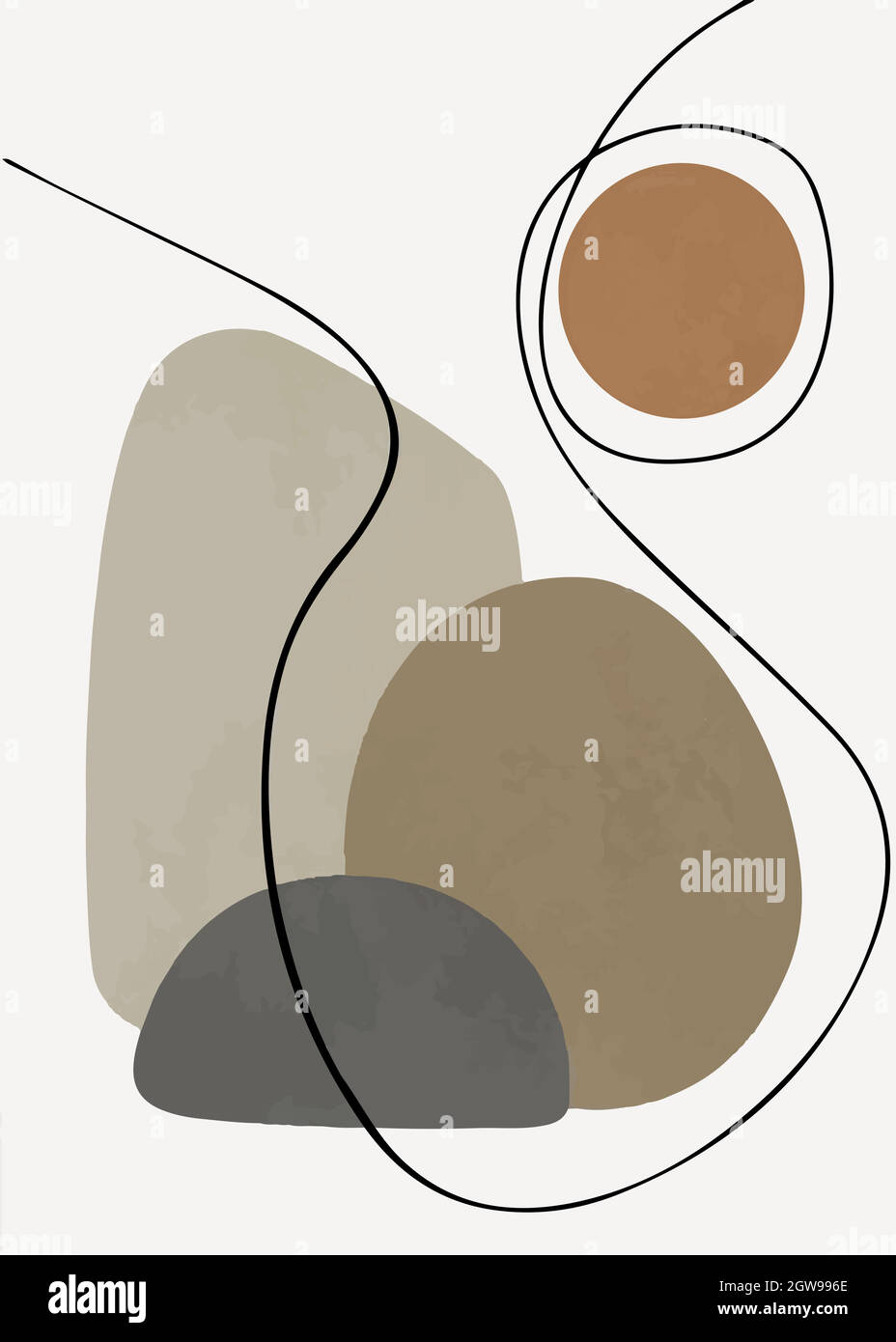 Minimalistische Wandkunst. Abstrakter geometrischer Druck für eine Boho-Ästhetik. Wanddruck im Innendekor. Stock Vektor