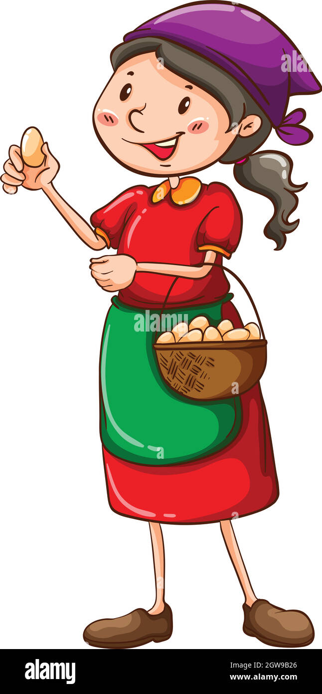 Eine einfache Skizze eines Bauernmädchen Stock Vektor