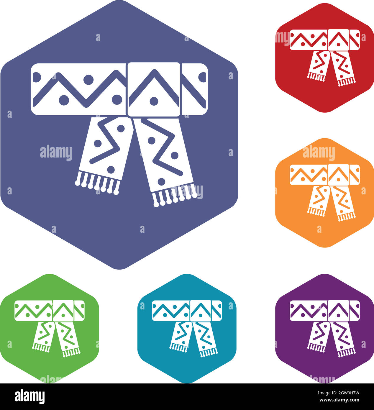 Schal mit Muster Icons set Stock Vektor