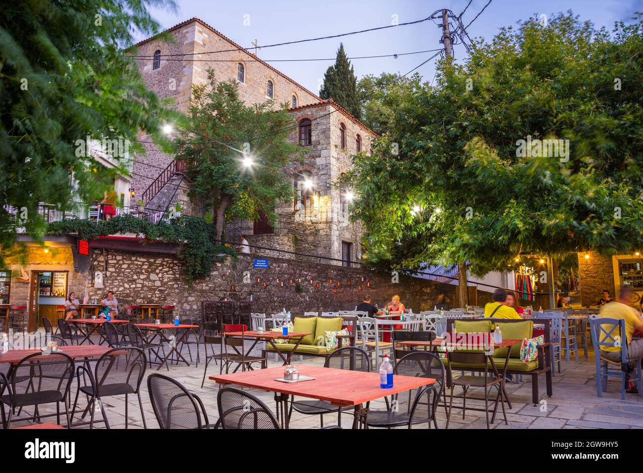 Chora ist ein traditionelles mittelalterliches Dorf und Hauptstadt der Insel Samothraki, Griechenland Stockfoto