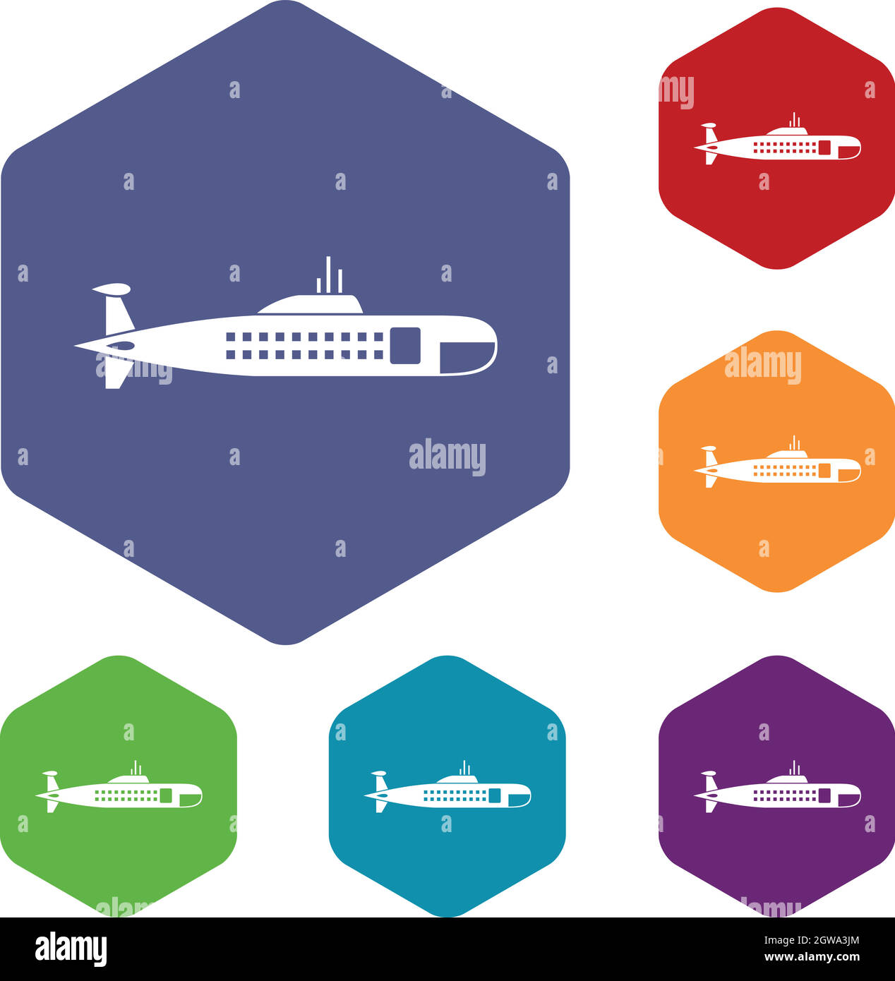 Militärische u-Boot-Icons set Stock Vektor