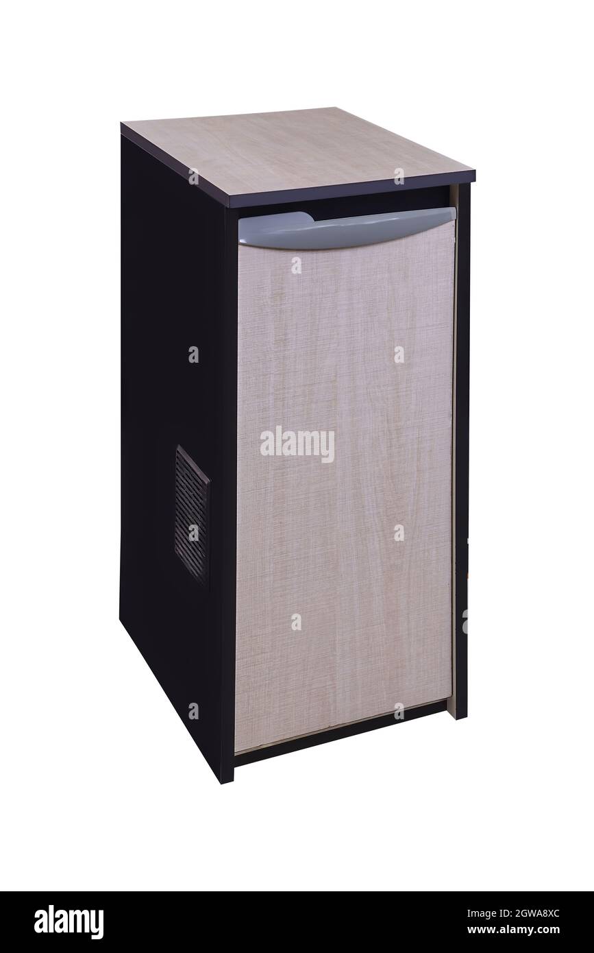 Elektrische Hausmehlmühle für Haus isoliert weiß und grau Hintergrund Stockfoto