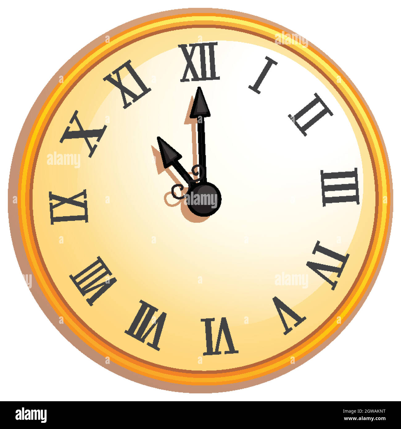 Vintage-Uhr mit römischen Ziffern isoliert auf weißem Hintergrund Stock Vektor