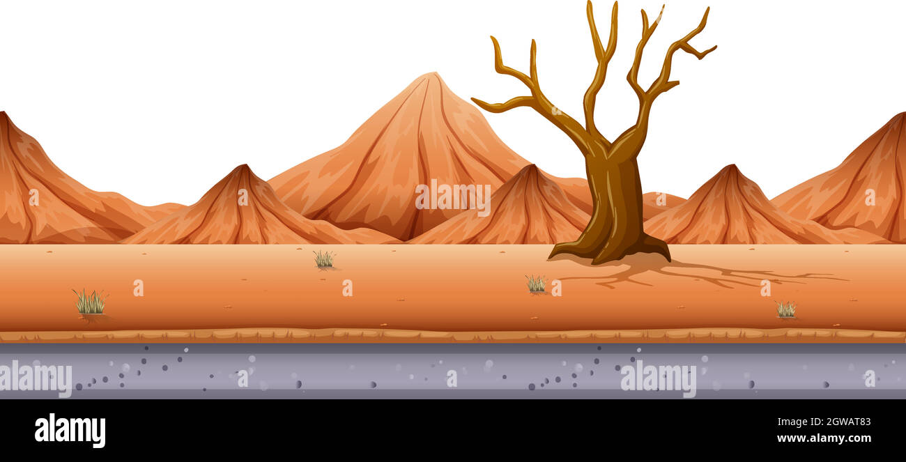 Nahtloser Hintergrund mit Baum und Hügeln Stock Vektor