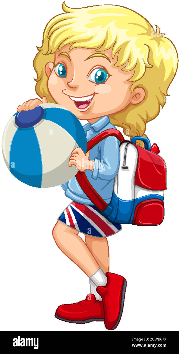 Blonde Mädchen hält Farbe Ball Stock Vektor