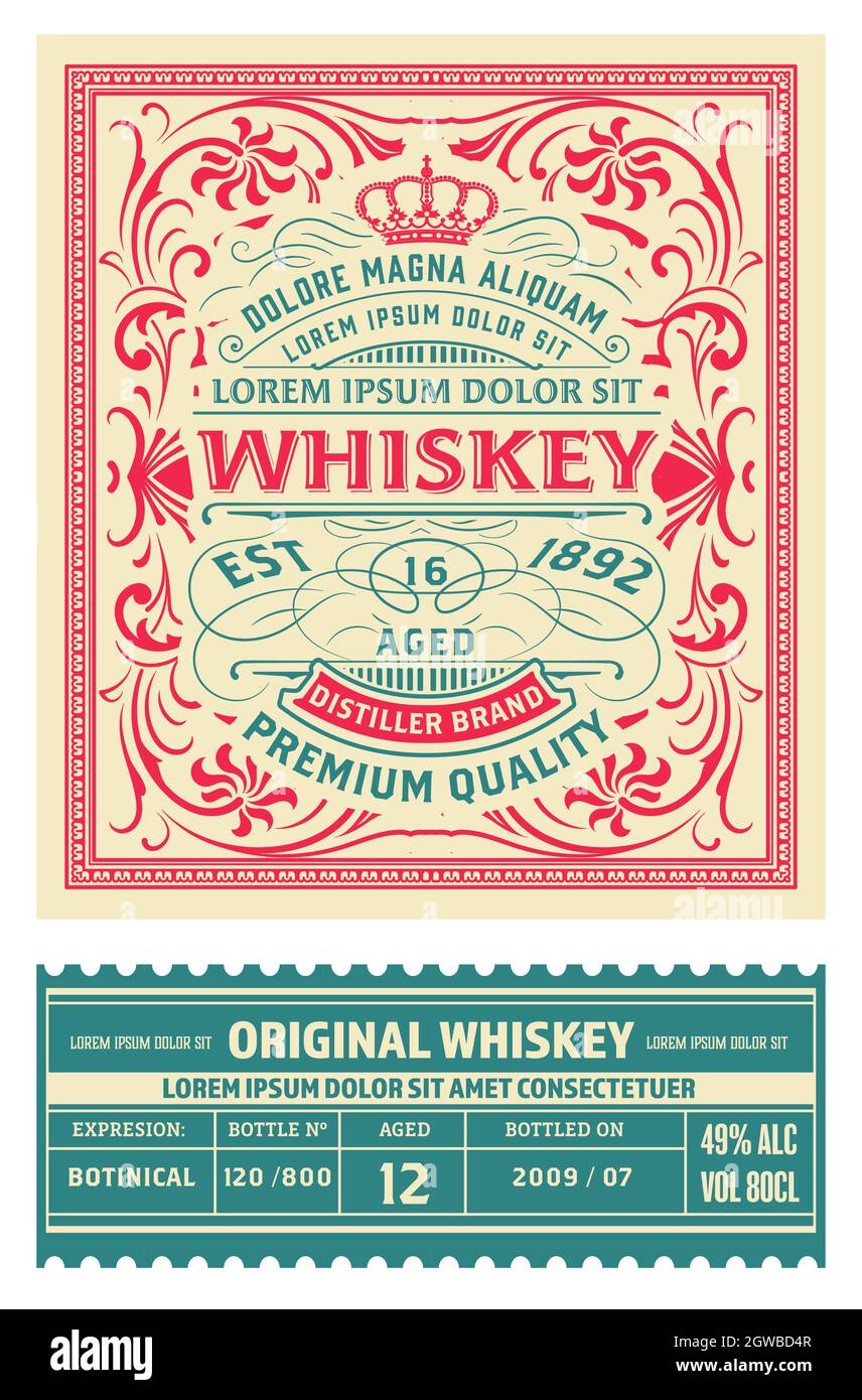 Whisky-Label mit alten Rahmen Stock Vektor