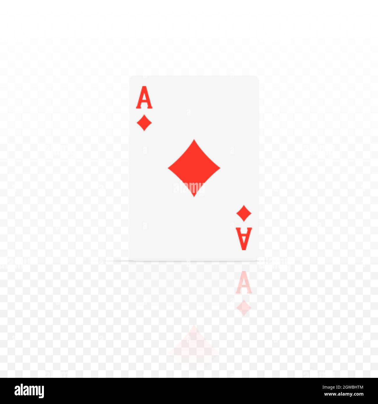 Tamburin-Ass. ACE Design Cazino Spiel Element mit transparenter Reflexion. Poker oder Blackjack realistische Karte. Vektorgrafik Stock Vektor