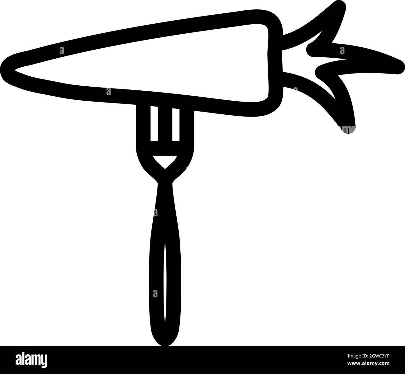 Ikone Der Diät Karotte Auf Gabel Stock Vektor