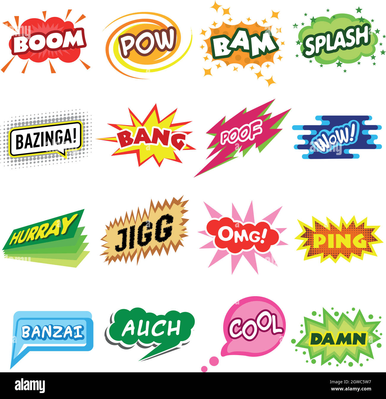 Comic sound Icons Set, einfachen Stil Stock Vektor