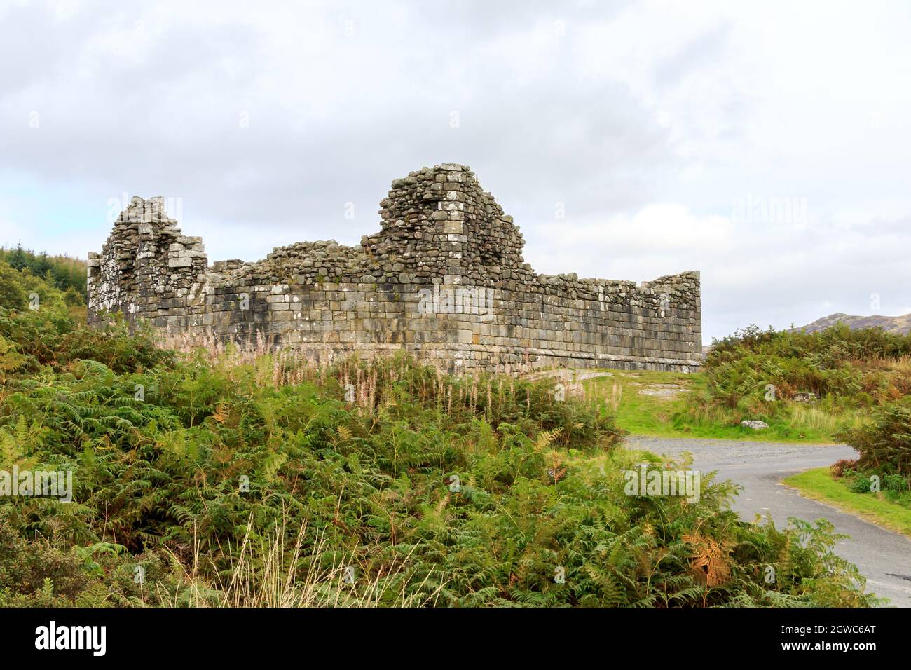 LOCH DOON, SCHOTTLAND - 18. SEPTEMBER 2019 : die Ruinen von Loch Doon Castle South Ayrshire Schottland Stockfoto