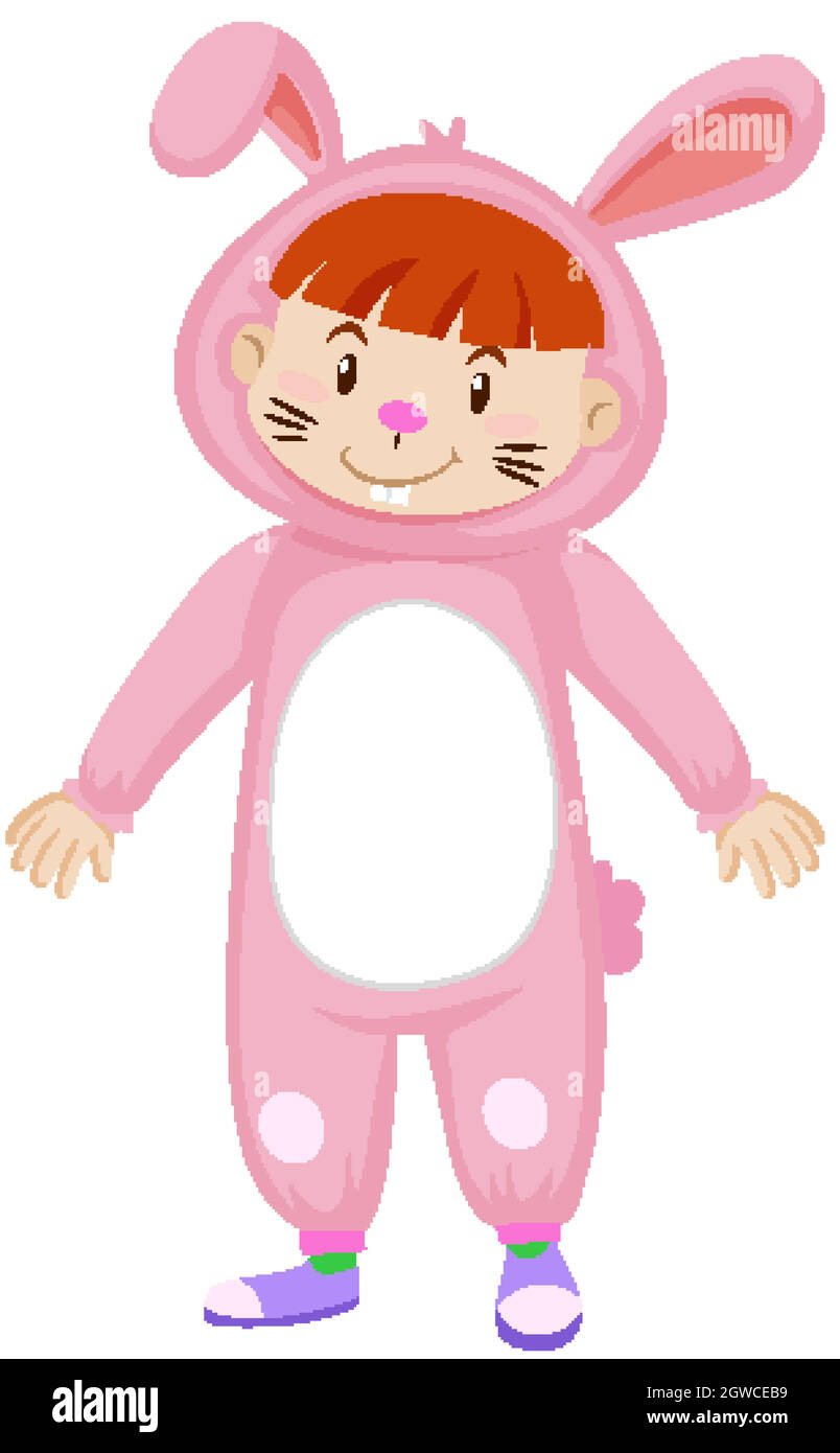 Niedliches Kind im Hase Kostüm in rosa Stock Vektor