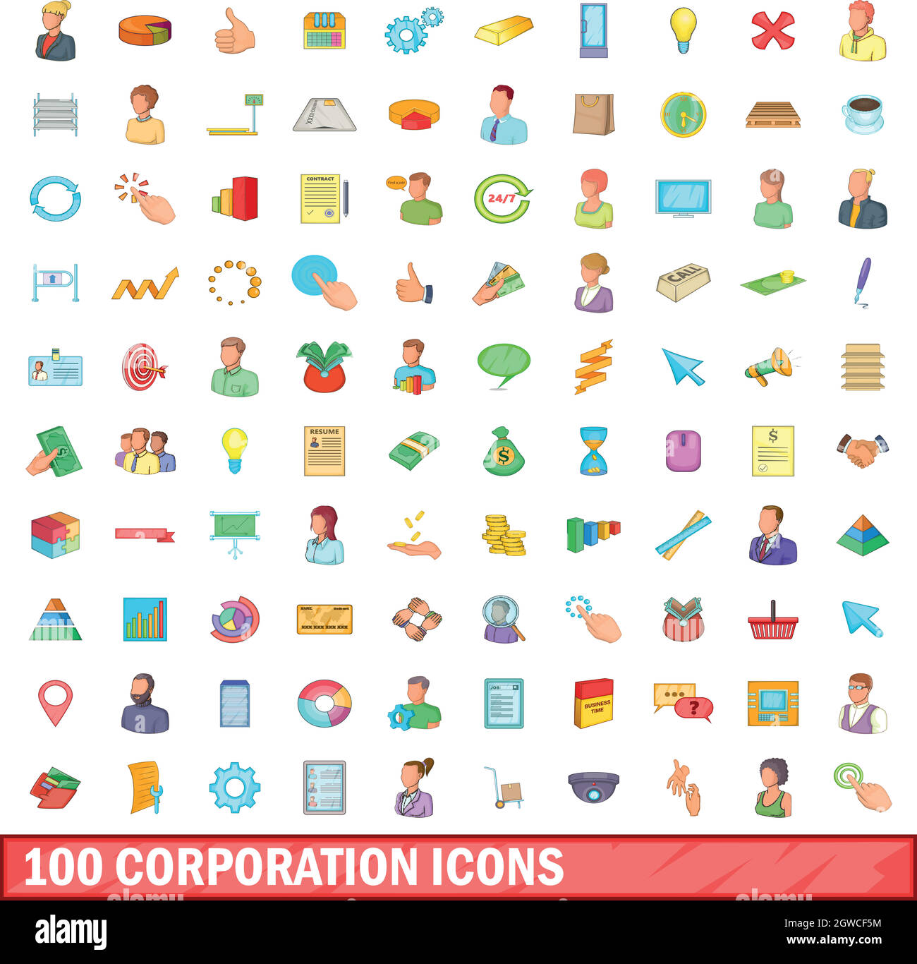 100 Unternehmen Icons set, cartoon-Stil Stock Vektor