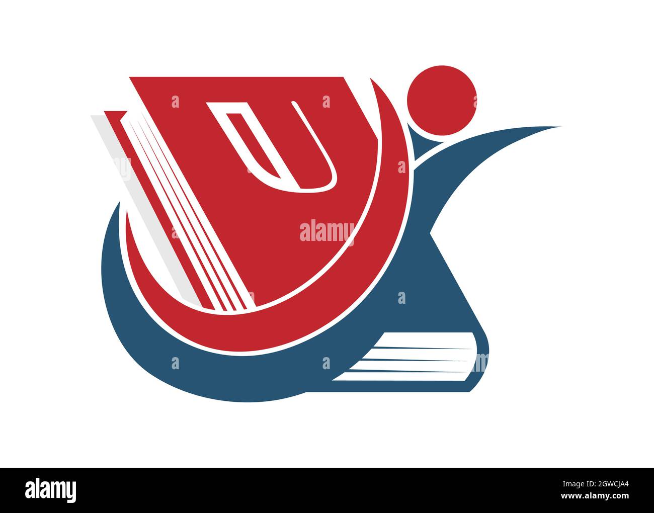 Buchstabe U auf dem Umschlag des Buches. Flacher Style Stock Vektor