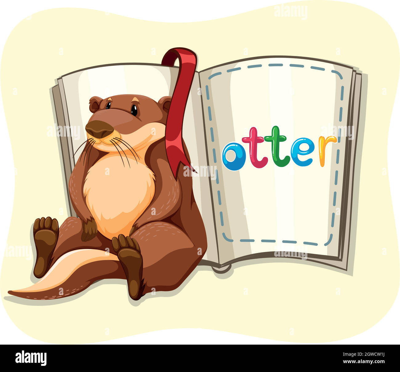 Niedlicher Otter und ein Buch Stock Vektor