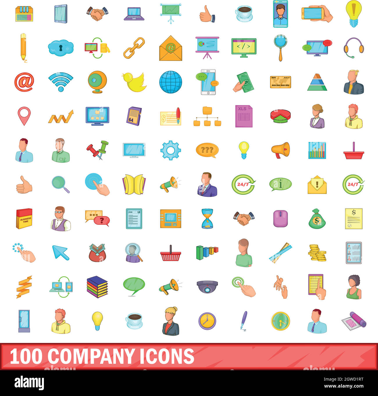 100 Unternehmen Icons set, cartoon-Stil Stock Vektor