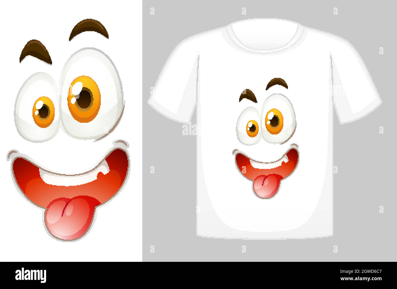 T-Shirt-Dessin mit Grafik vorne Stock Vektor