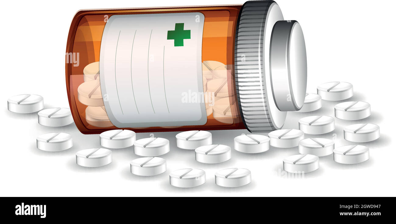Behälter und Medikamente Pillen Stock Vektor